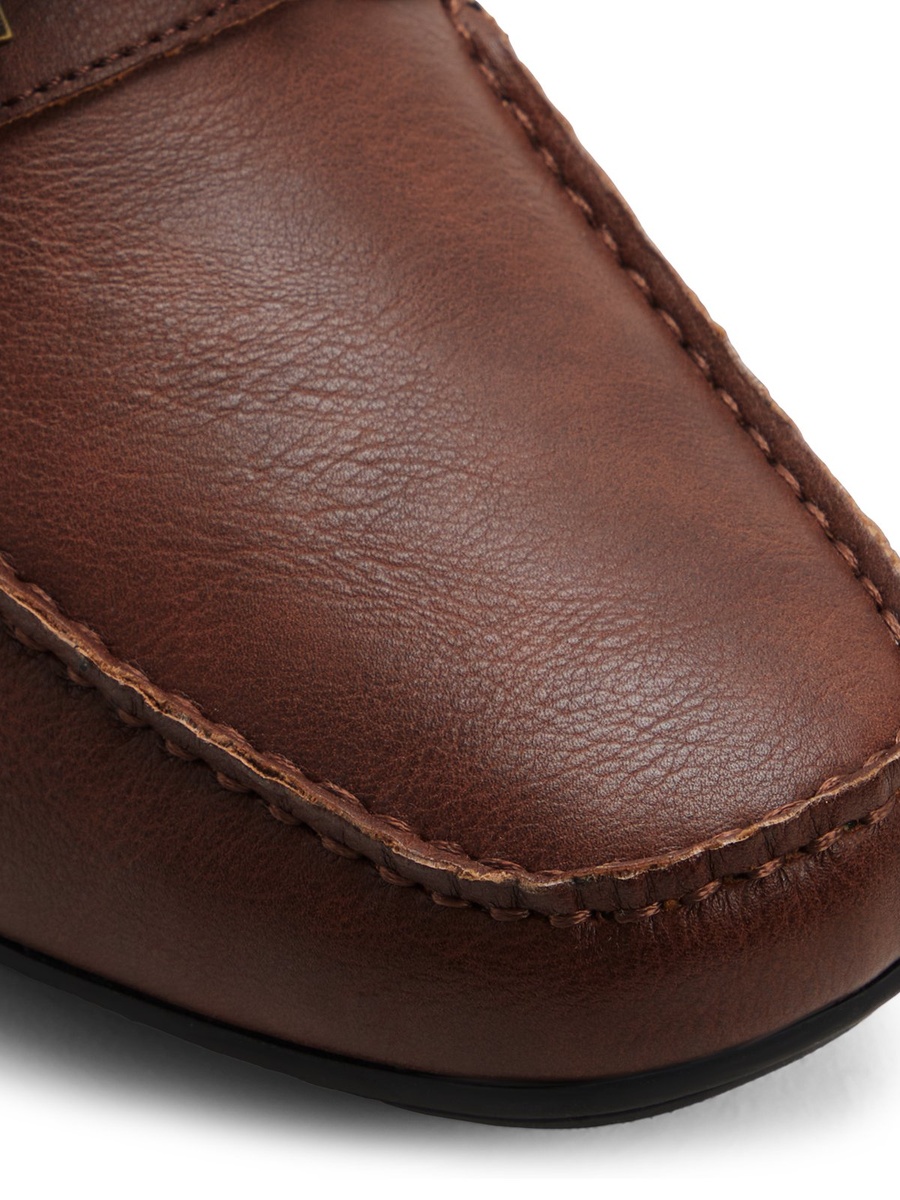 Men Brown Leather Bit Loafers