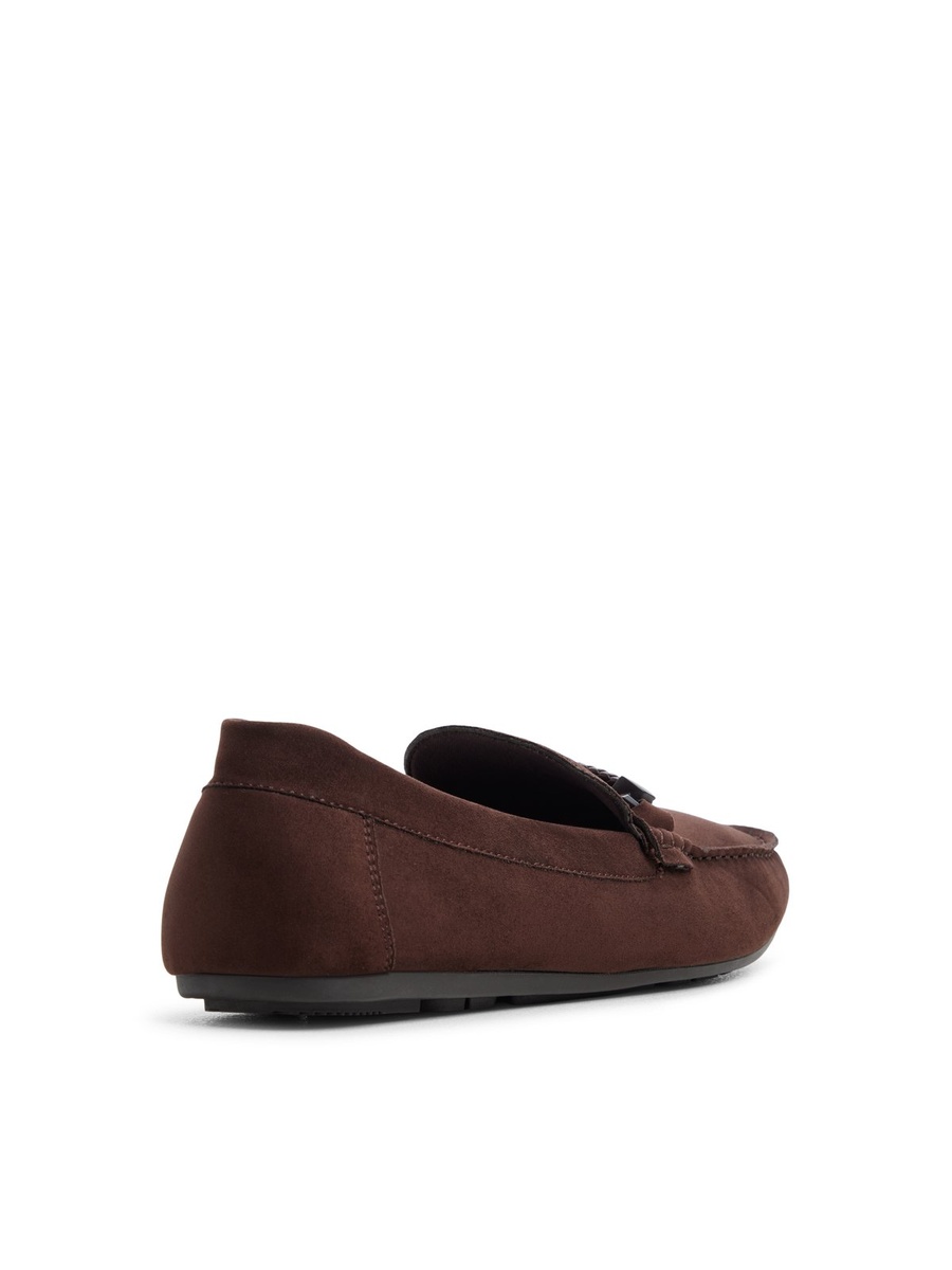 Men Brown Suede Loafers with Buckle Detail