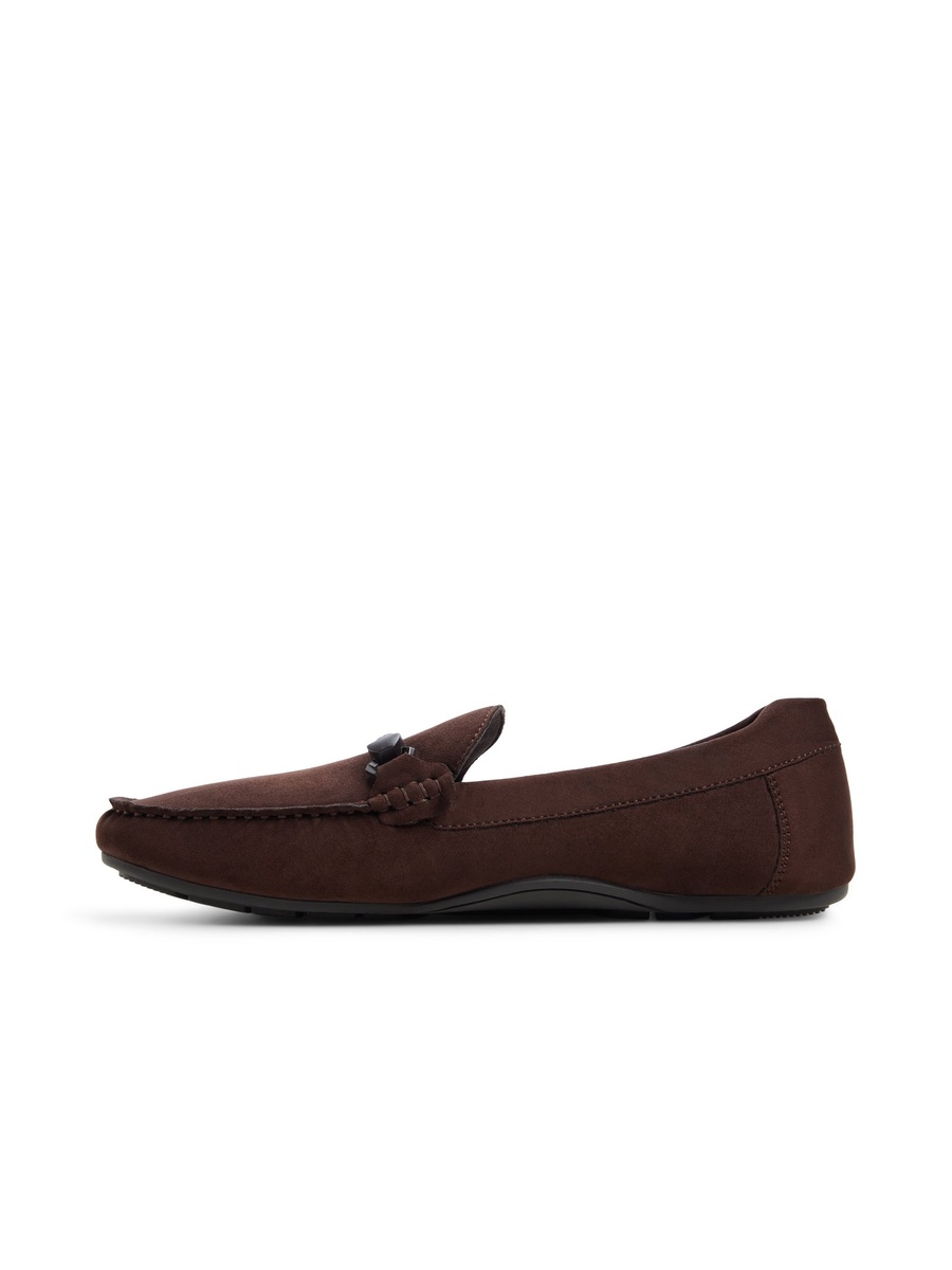 Men Brown Suede Loafers with Buckle Detail
