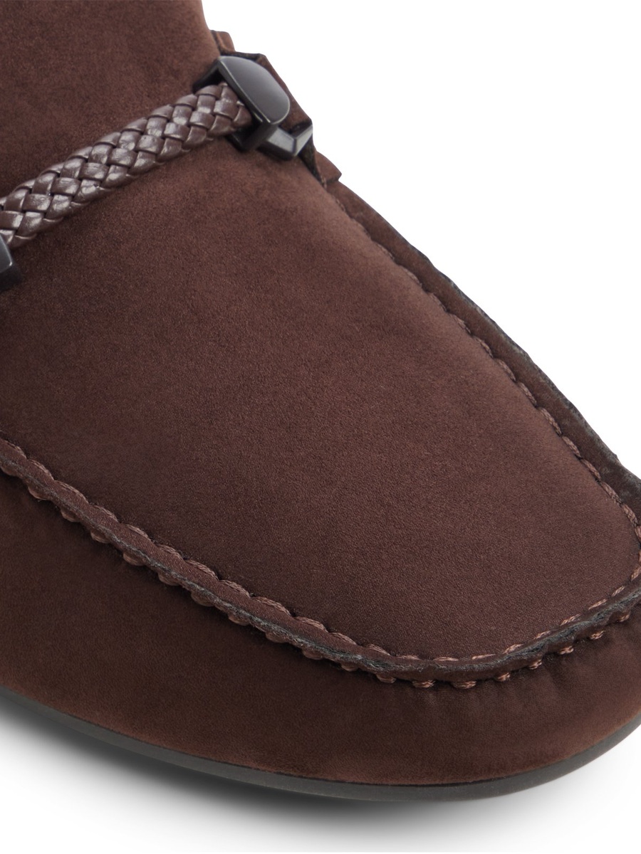 Men Brown Suede Loafers with Buckle Detail