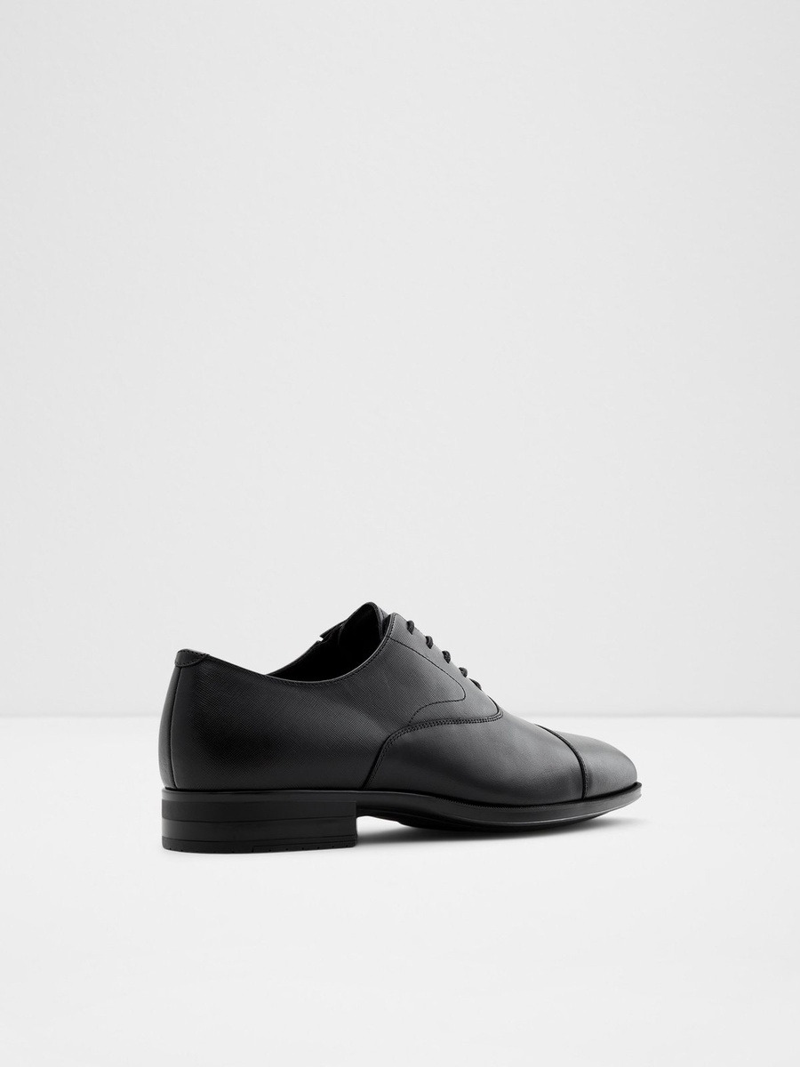 Men Black Leather Cap-Toe Oxford Formal Shoes