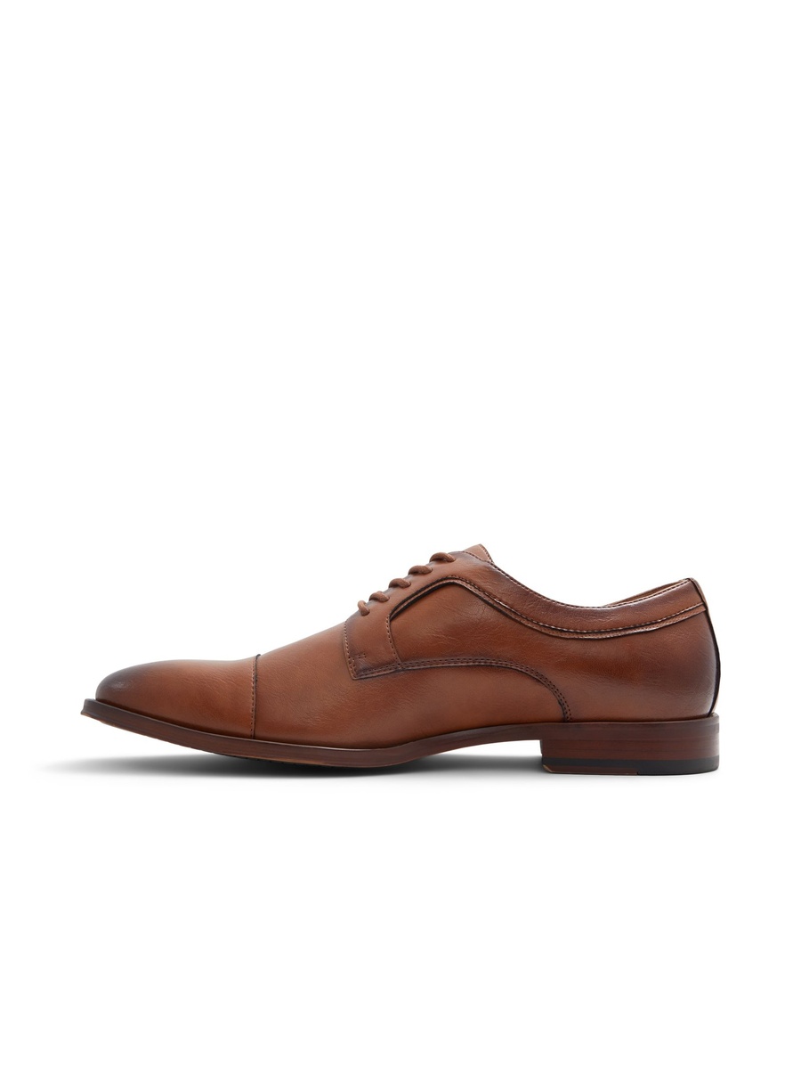 حذاء رسمى أكسفورد للرجال تان جلدي بتصميم كاب تو
