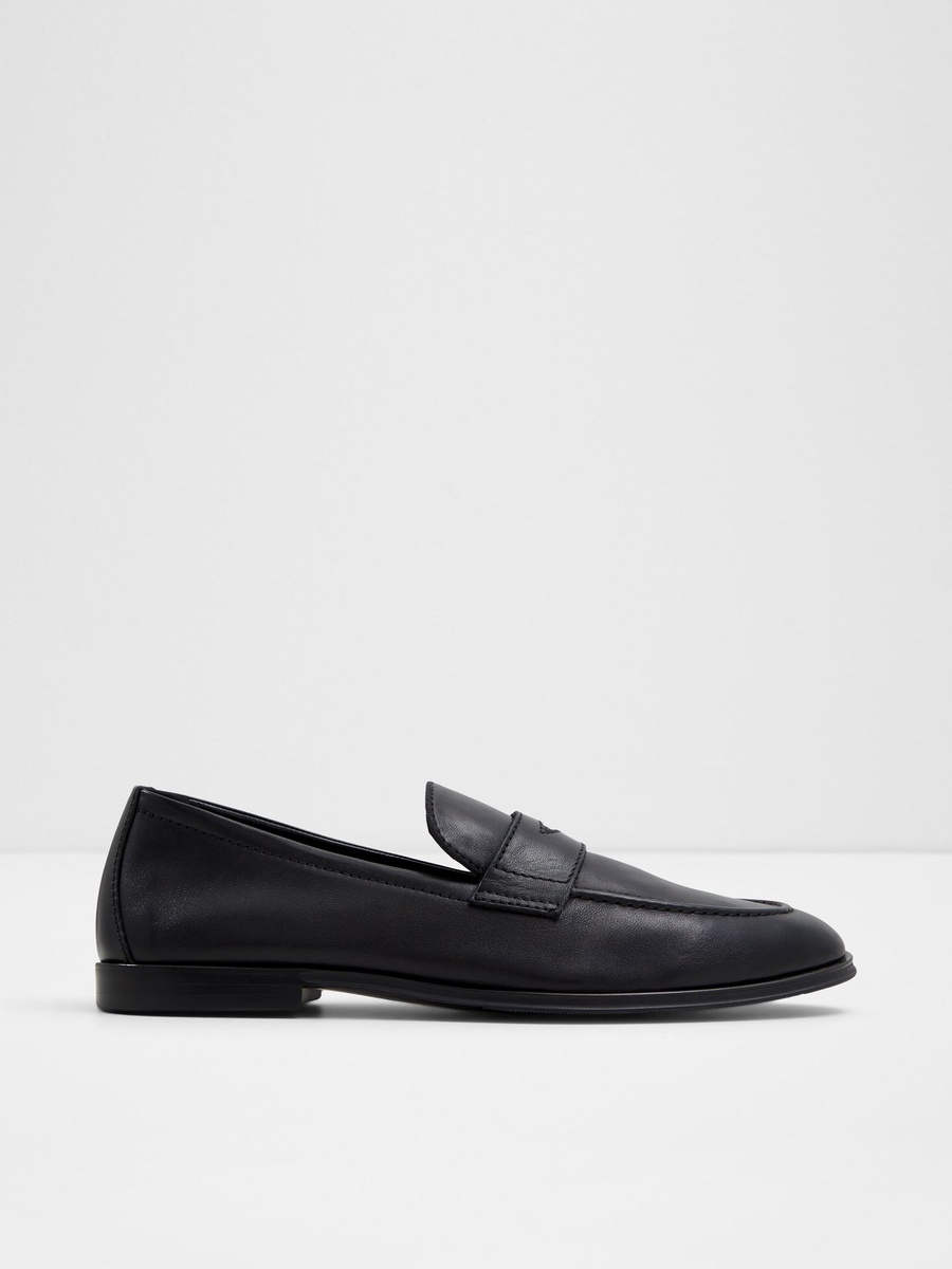 Men Black Leather Penny Loafers