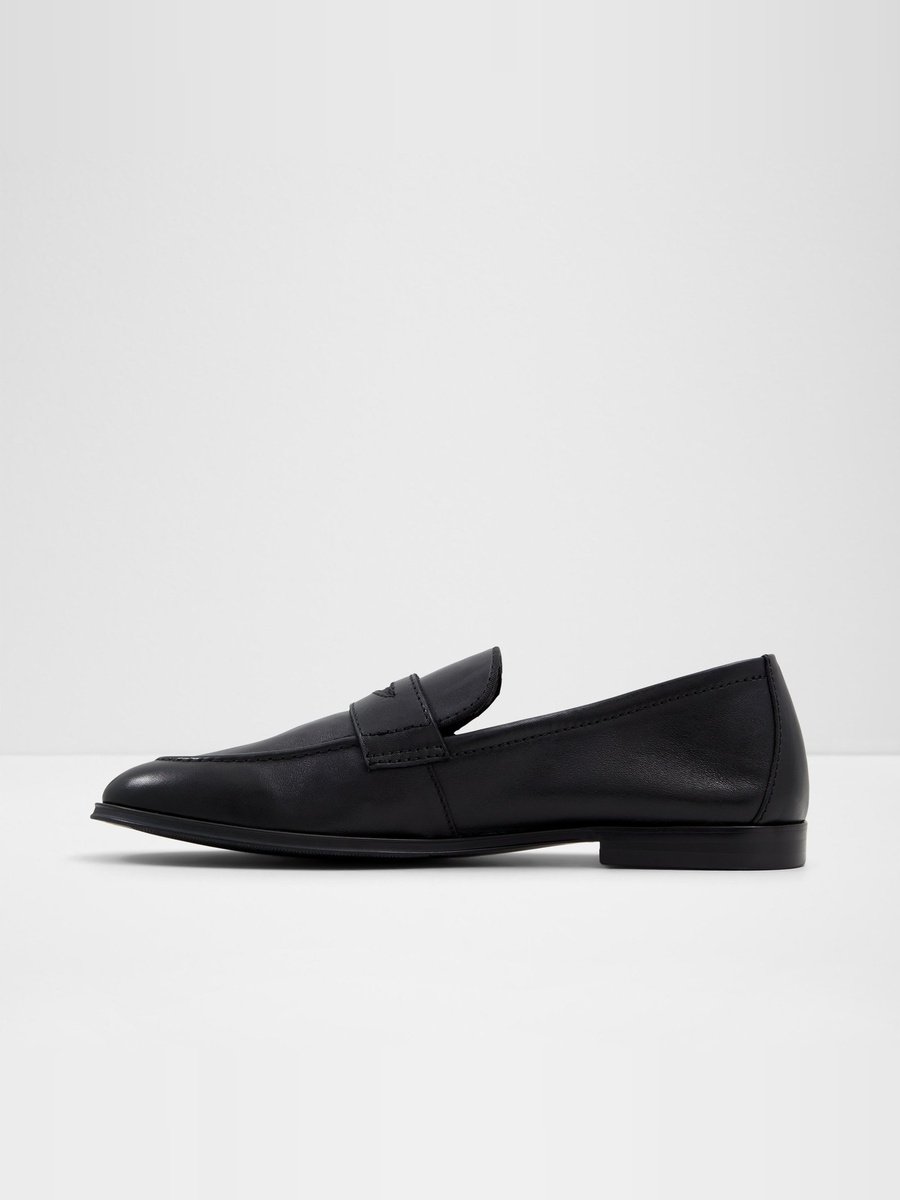 Men Black Leather Penny Loafers