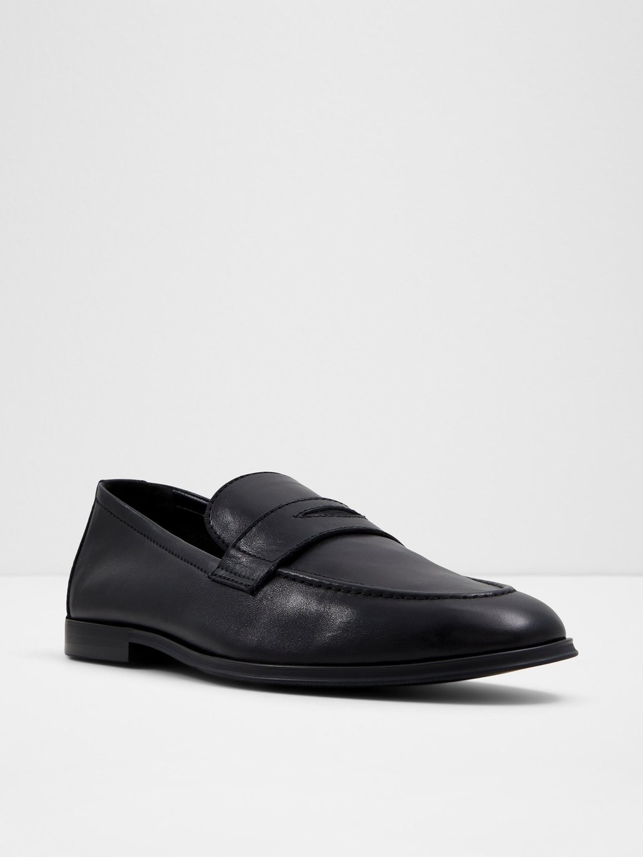 Men Black Leather Penny Loafers