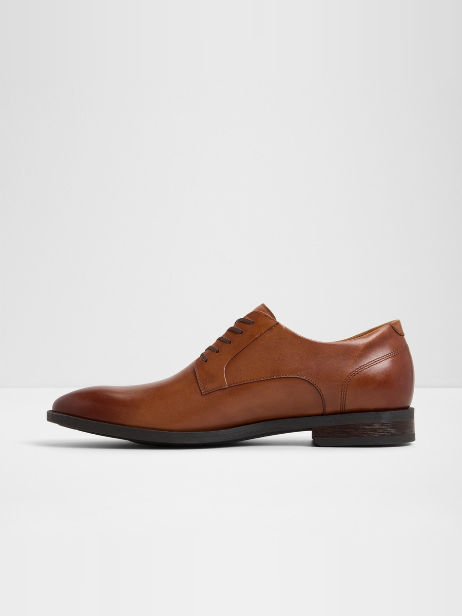 Men Tan Leather Derby Shoes