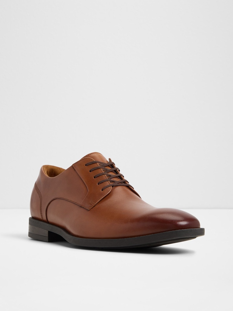 Men Tan Leather Derby Shoes