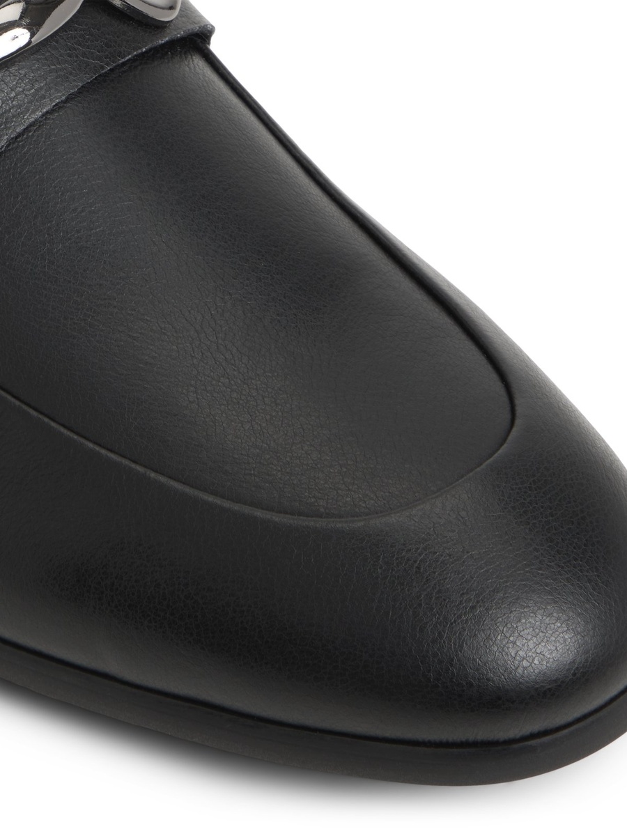 Men Black Leather Loafers with Bit Detail
