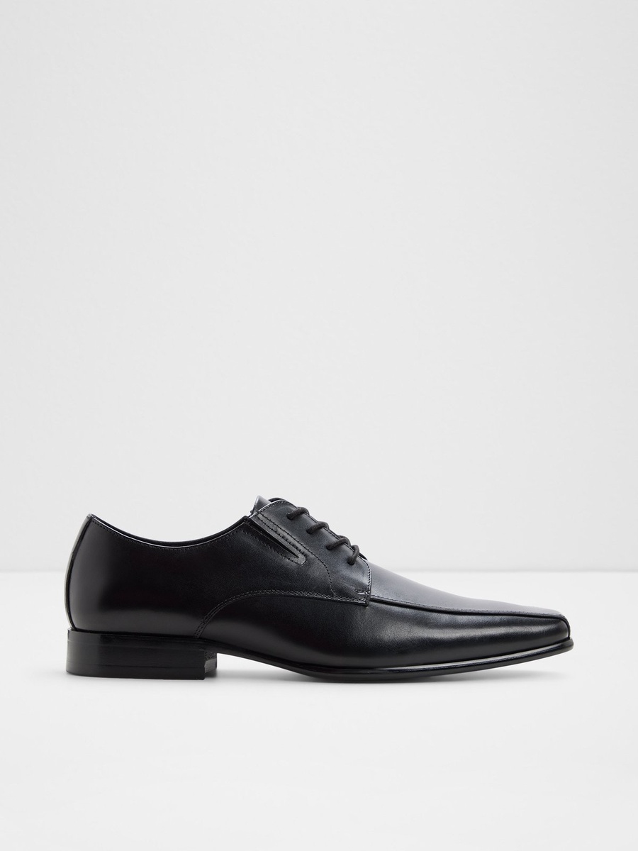 Men Black Leather Lace-Up Dress Shoes