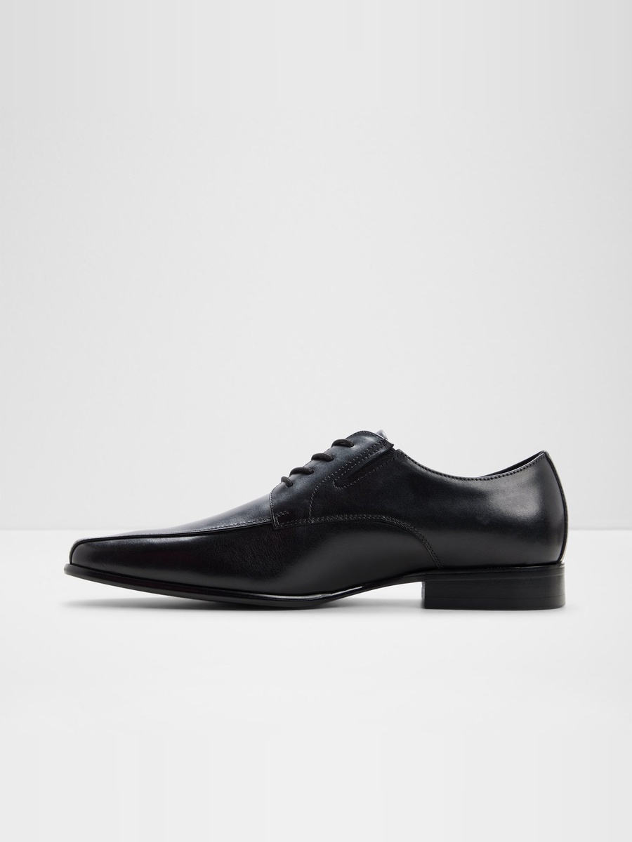Men Black Leather Lace-Up Dress Shoes