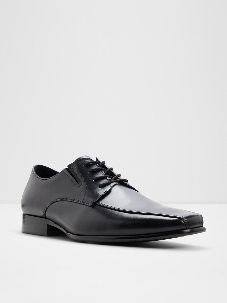 Men Black Leather Lace-Up Dress Shoes
