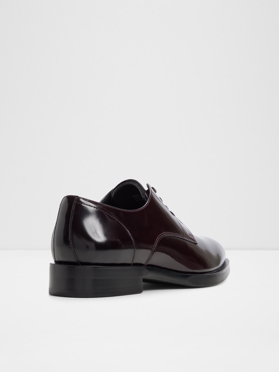 Men Burgundy Patent Leather Derby Shoes