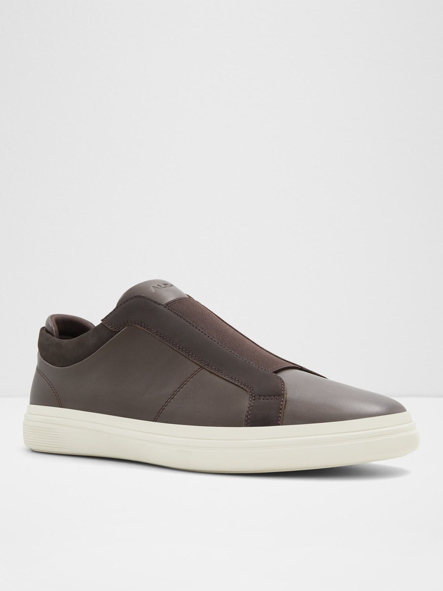 Men Coffee Brown Slip-On Casual Sneakers