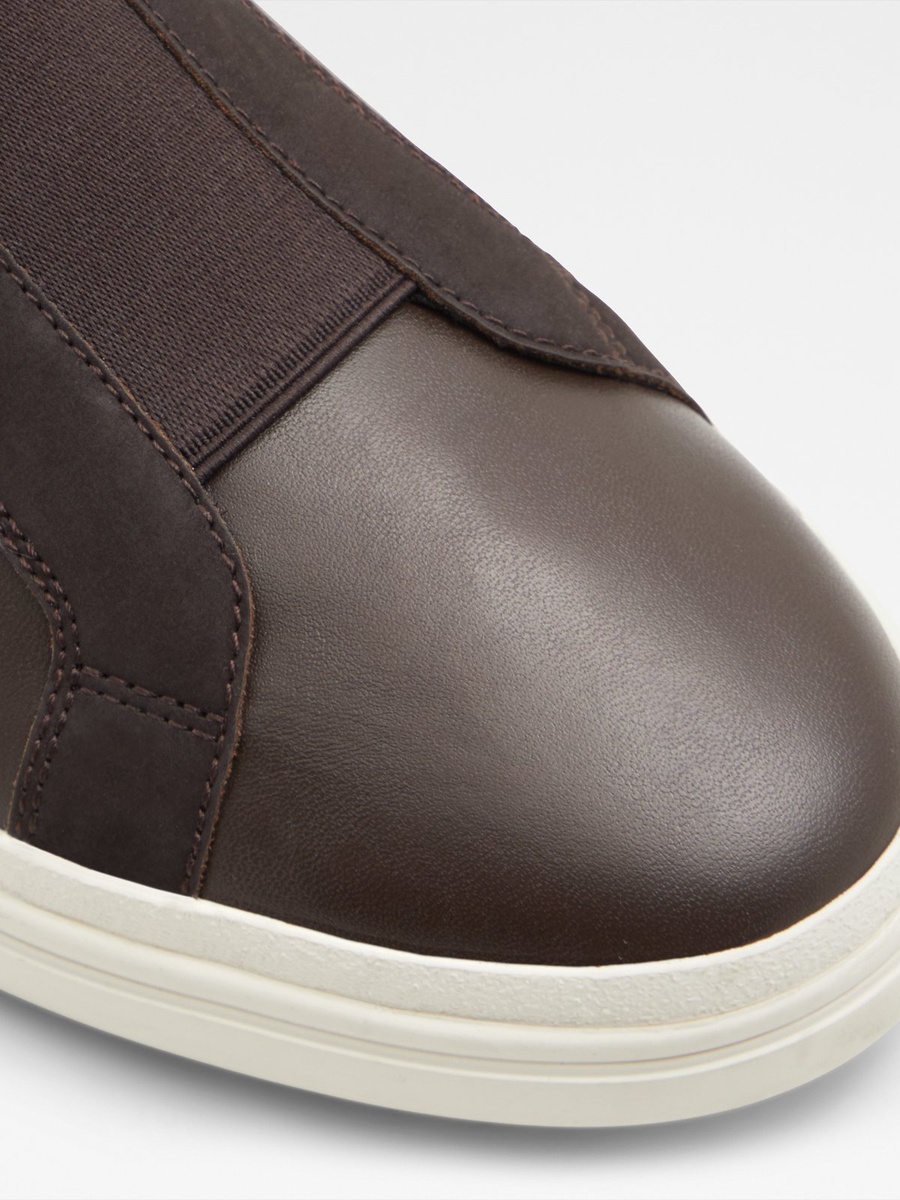 Men Coffee Brown Slip-On Casual Sneakers