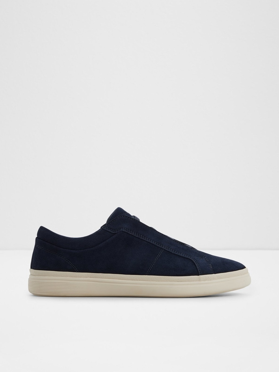Men Navy Suede Slip-On Sneakers