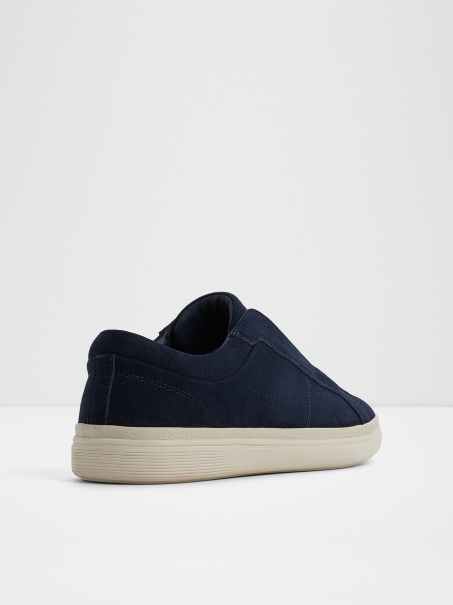 Men Navy Suede Slip-On Sneakers