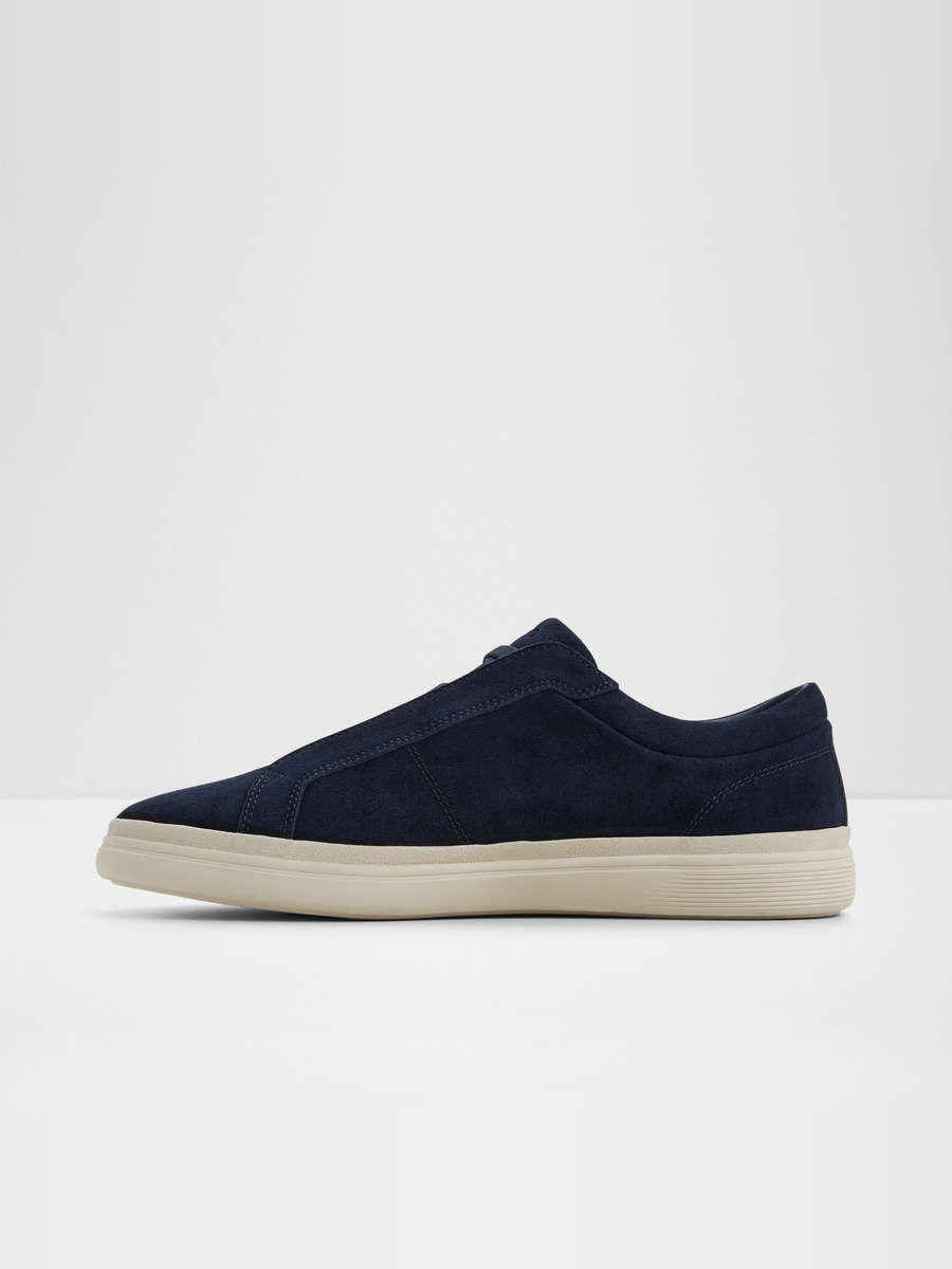 Men Navy Suede Slip-On Sneakers