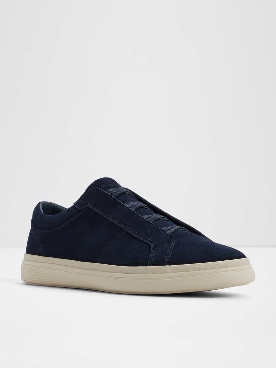 Men Navy Suede Slip-On Sneakers