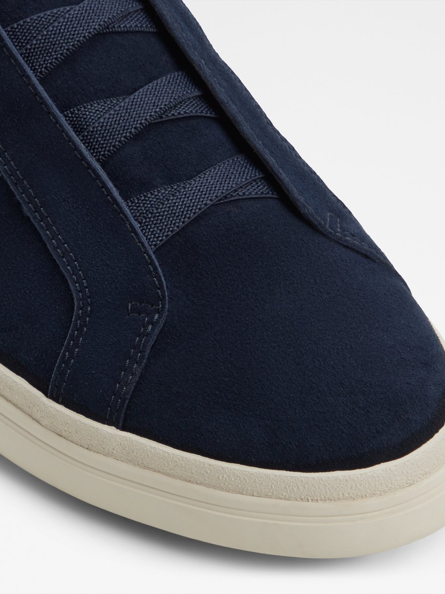 Men Navy Suede Slip-On Sneakers