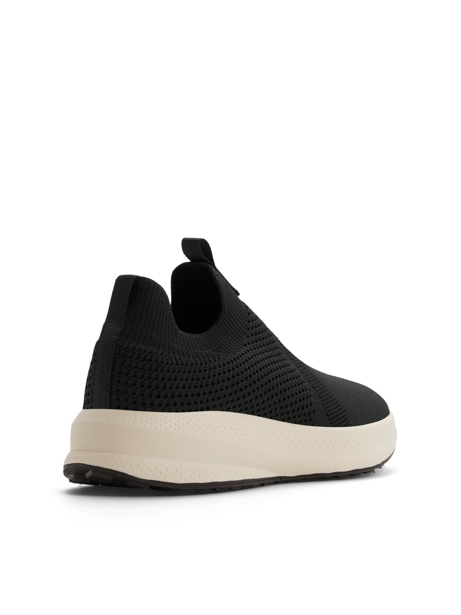 Men Black Knit Slip-On Sports Sneakers