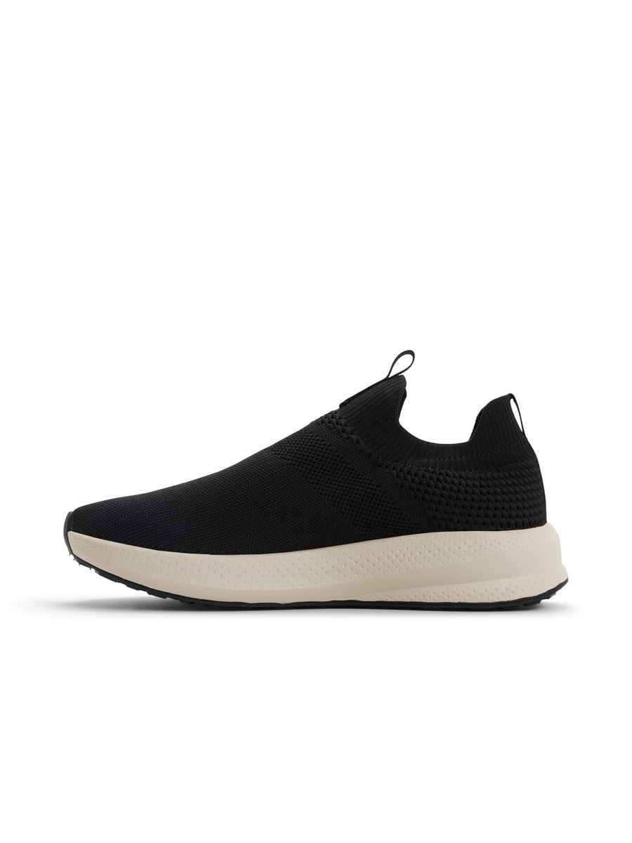 Men Black Knit Slip-On Sports Sneakers