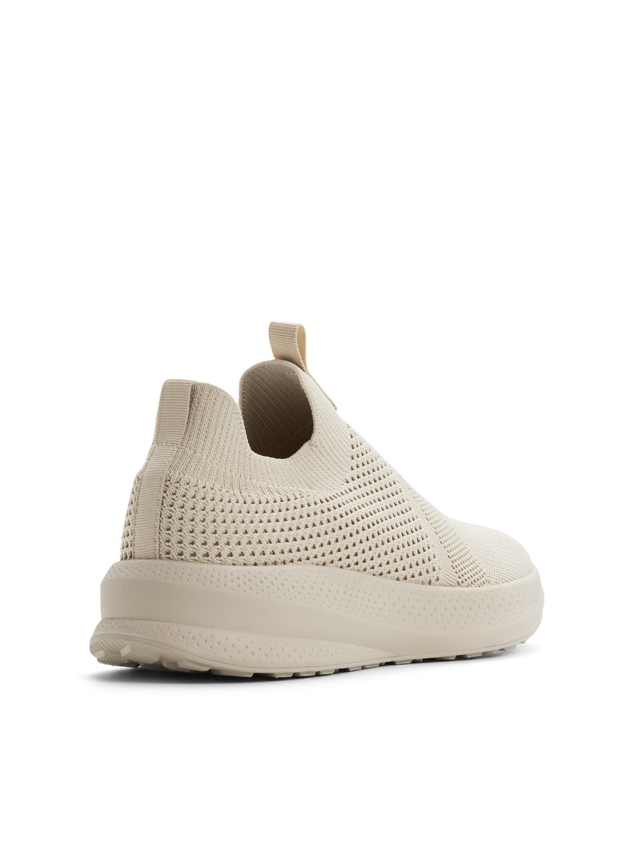 Men Beige Slip-On Knit Sneakers