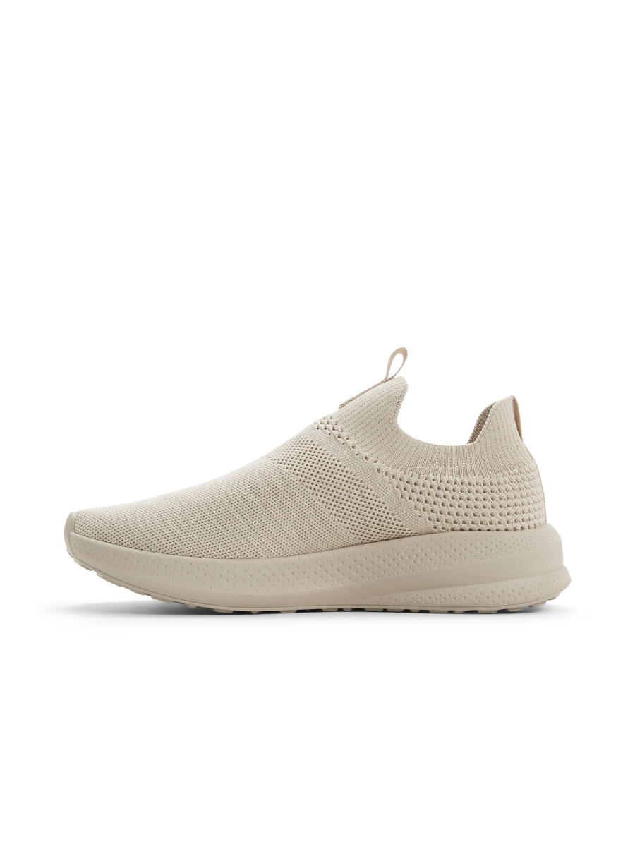 Men Beige Slip-On Knit Sneakers