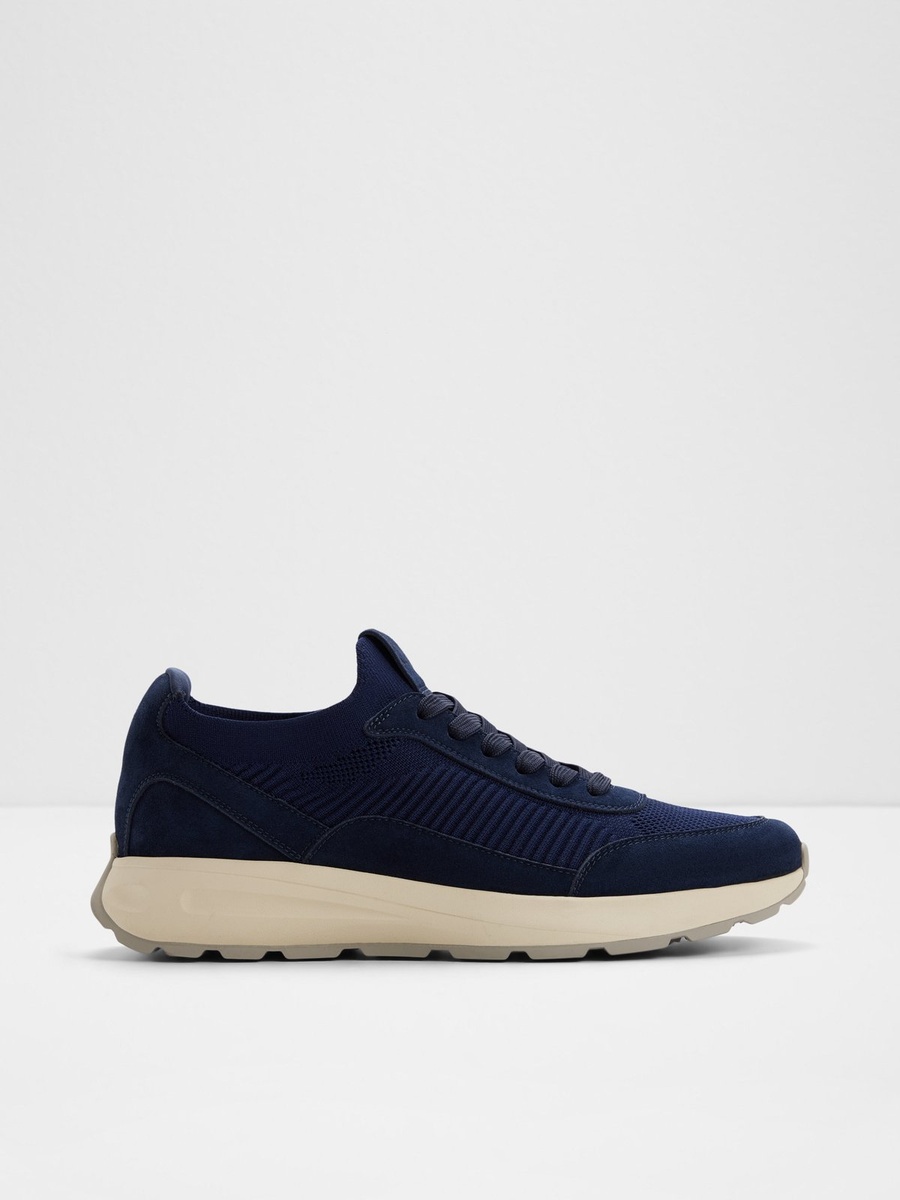 Men Navy Blue Comfort Knit Sneakers
