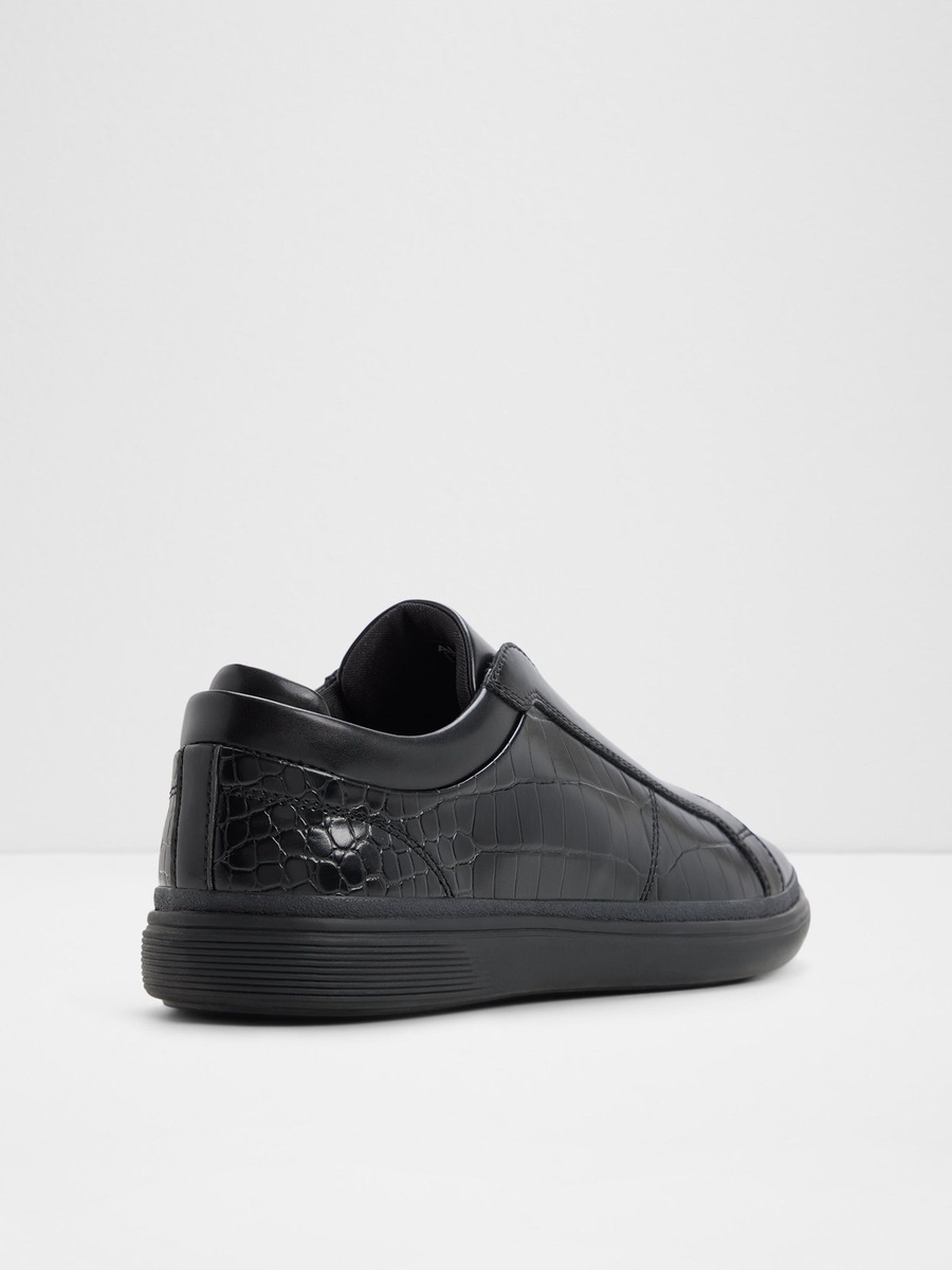 Men Black Croc-Embossed Slip-On Sneakers