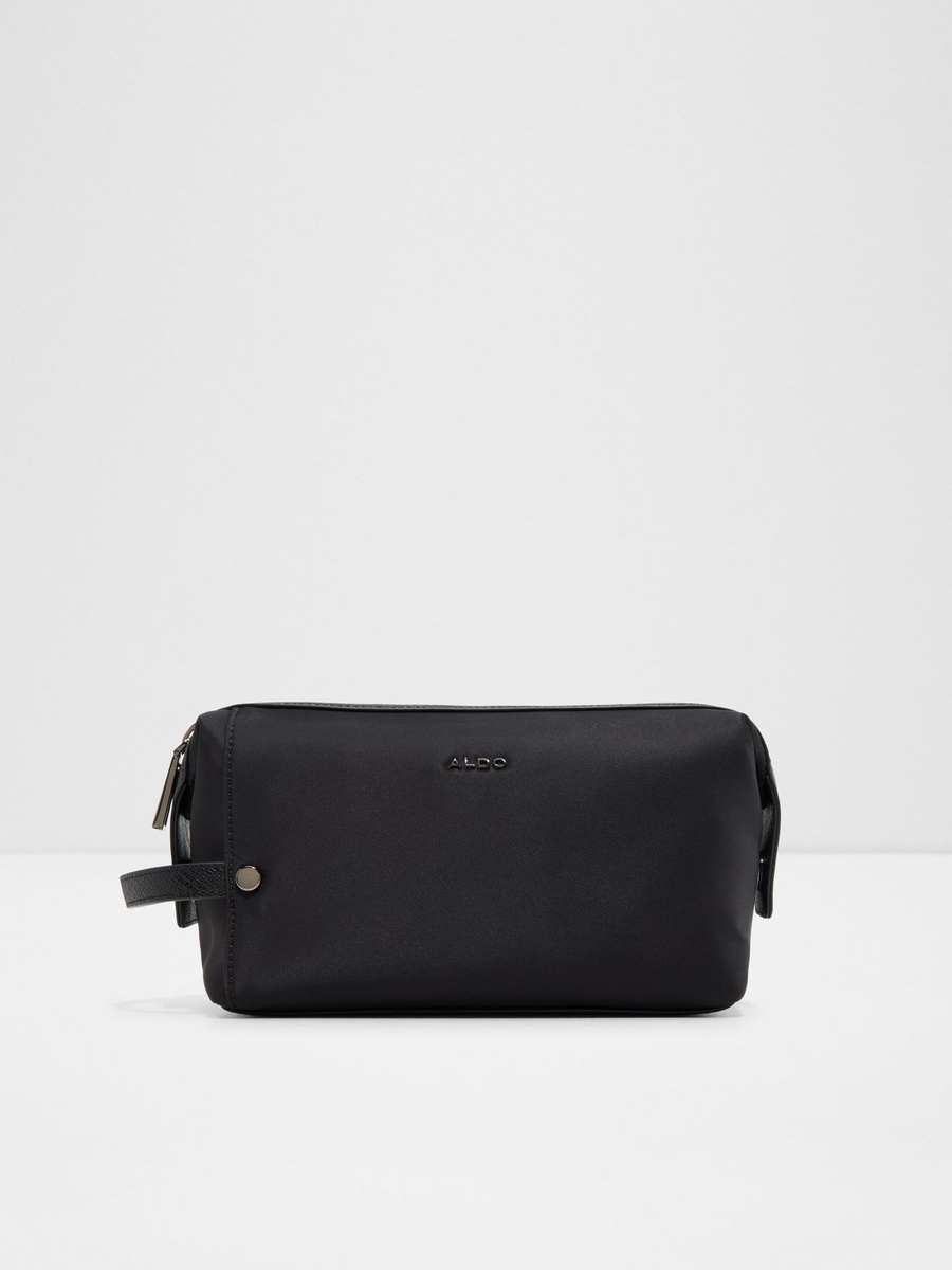 Men Black Plain Wash Bag