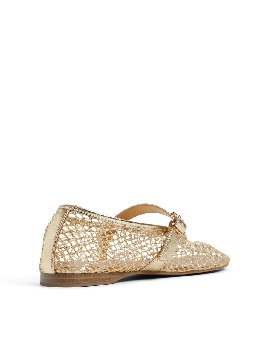 Women Gold Mesh Mary Jane Flats