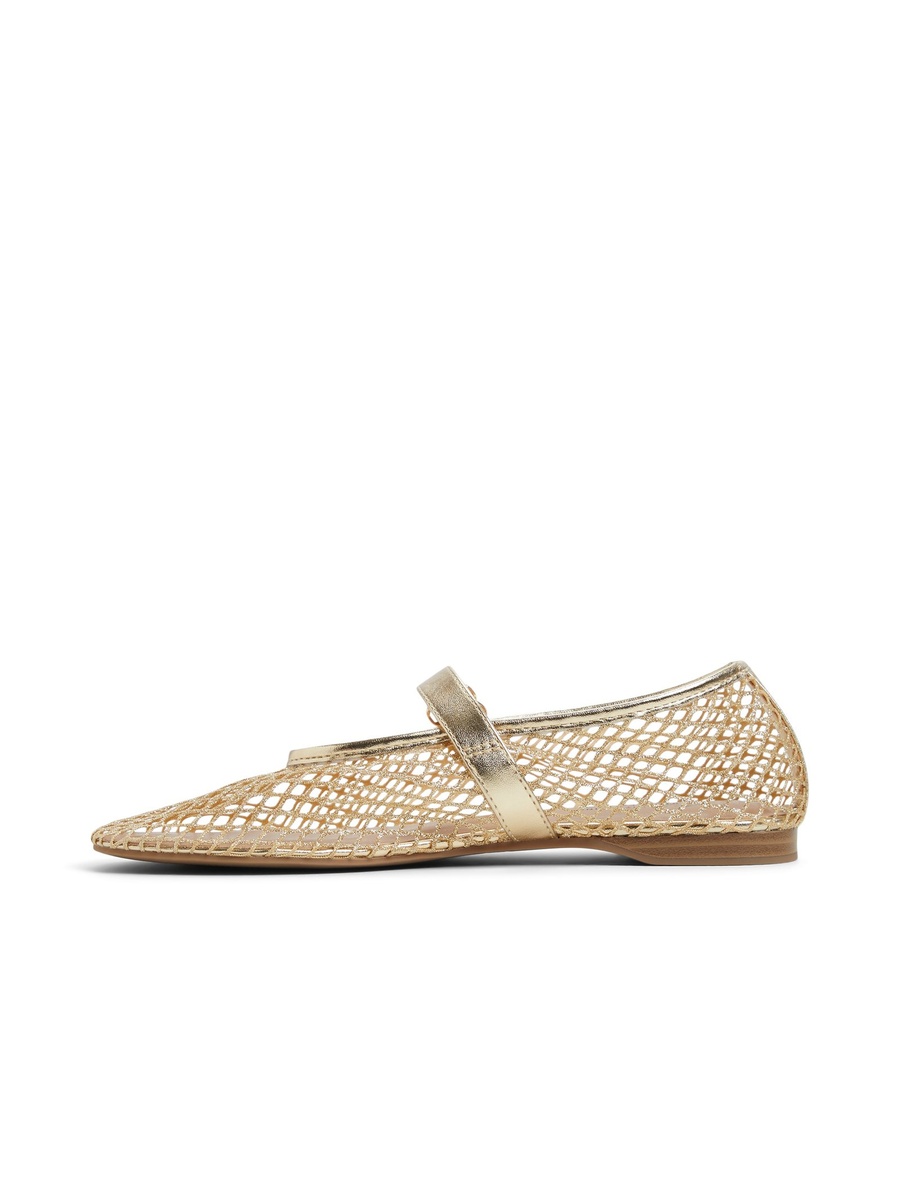 Women Gold Mesh Mary Jane Flats
