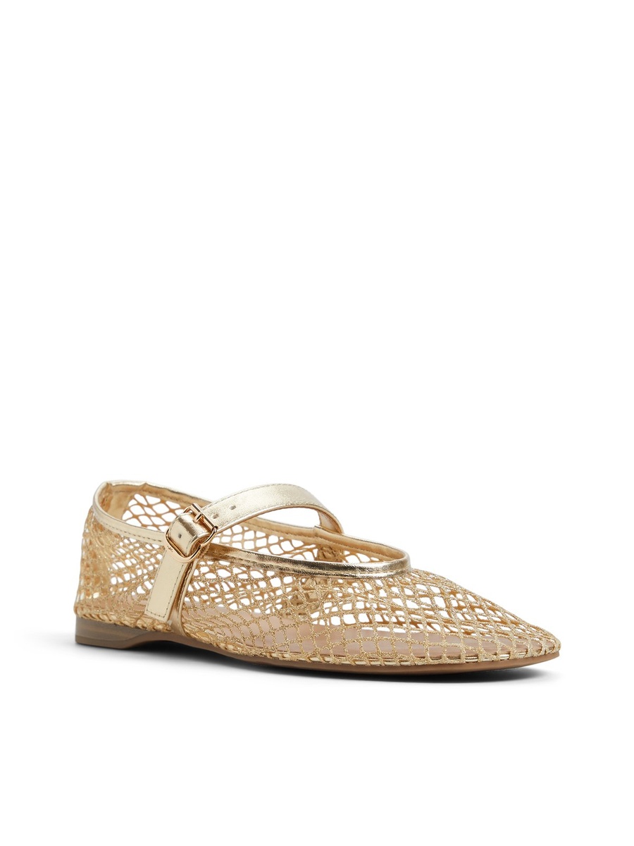 Women Gold Mesh Mary Jane Flats