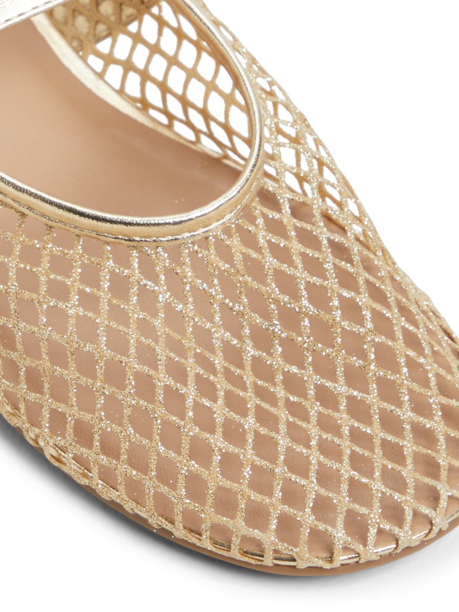 Women Gold Mesh Mary Jane Flats