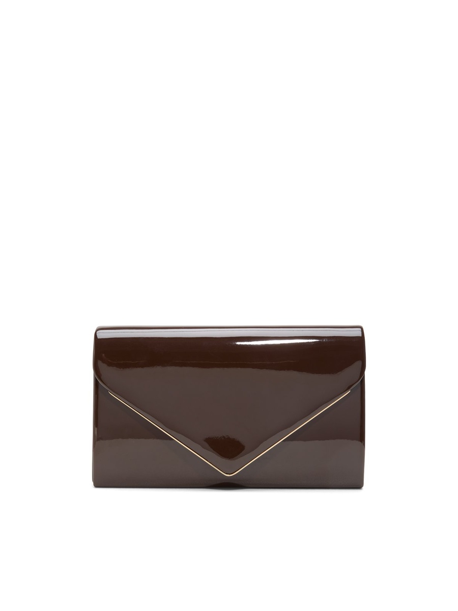 Women Coffee Brown Plain Clutch