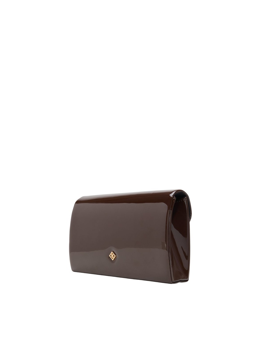 Women Coffee Brown Plain Clutch