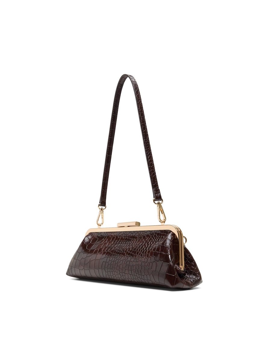 Women Coffee Brown Plain Clutch