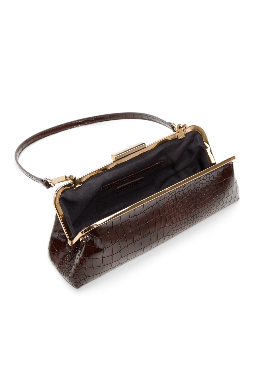 Women Coffee Brown Plain Clutch