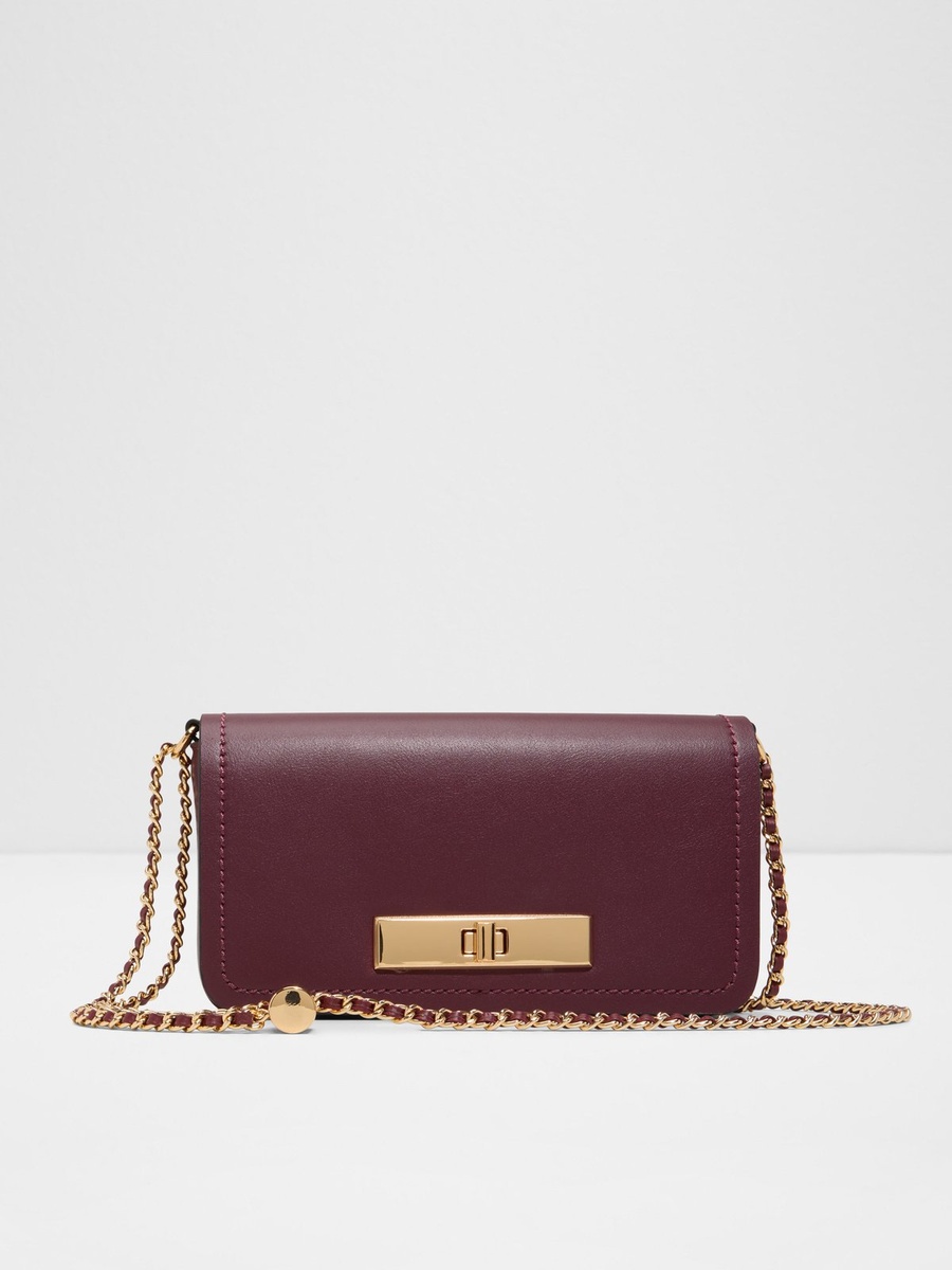 Women Burgundy Chain Strap Crossbody Bag