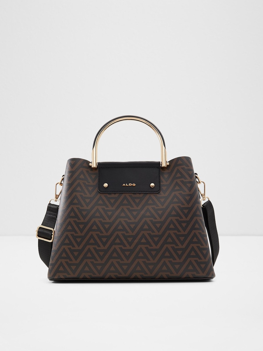 Women Monogram Brown Crossbody Bag with Top Handle