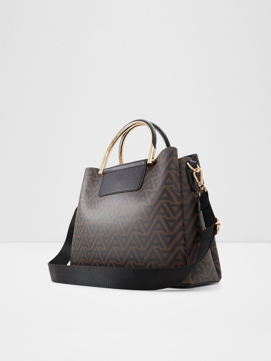 Women Monogram Brown Crossbody Bag with Top Handle