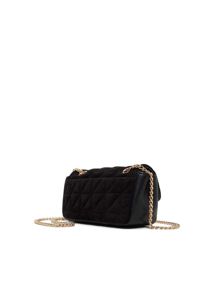 Black Quilted Crossbody Bag with Gold Chain