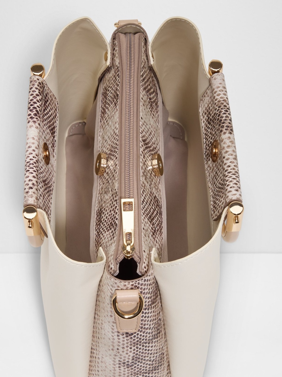 Off-White Crossbody Bag with Gold Hardware