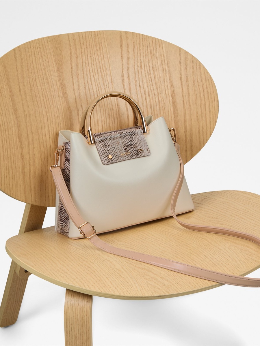 Off-White Crossbody Bag with Gold Hardware