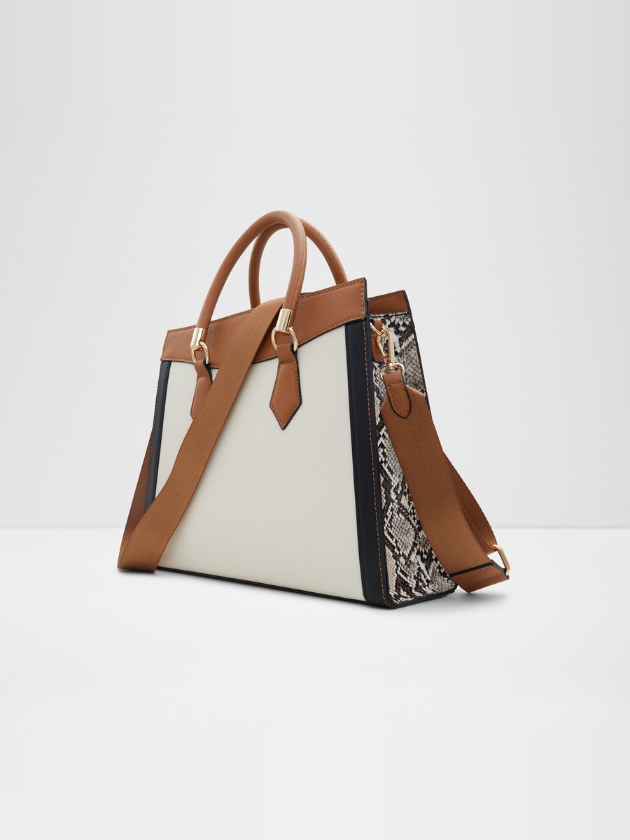 Multi-Tone Crossbody Bag with Faux Leather Trim