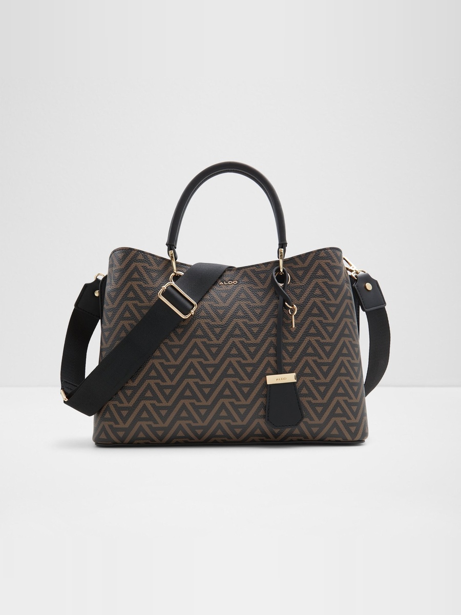 Women Brown Monogram Print Crossbody Bag