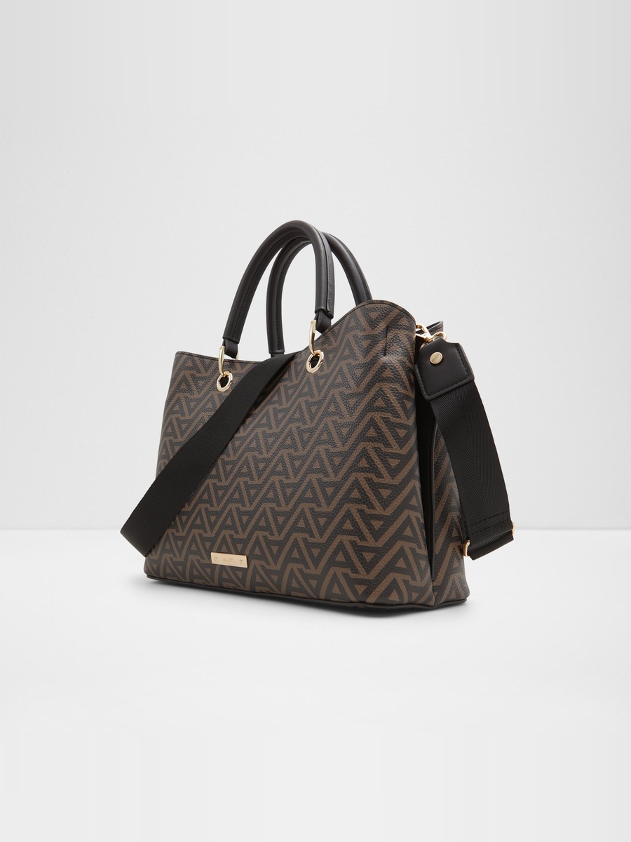 Women Brown Monogram Print Crossbody Bag