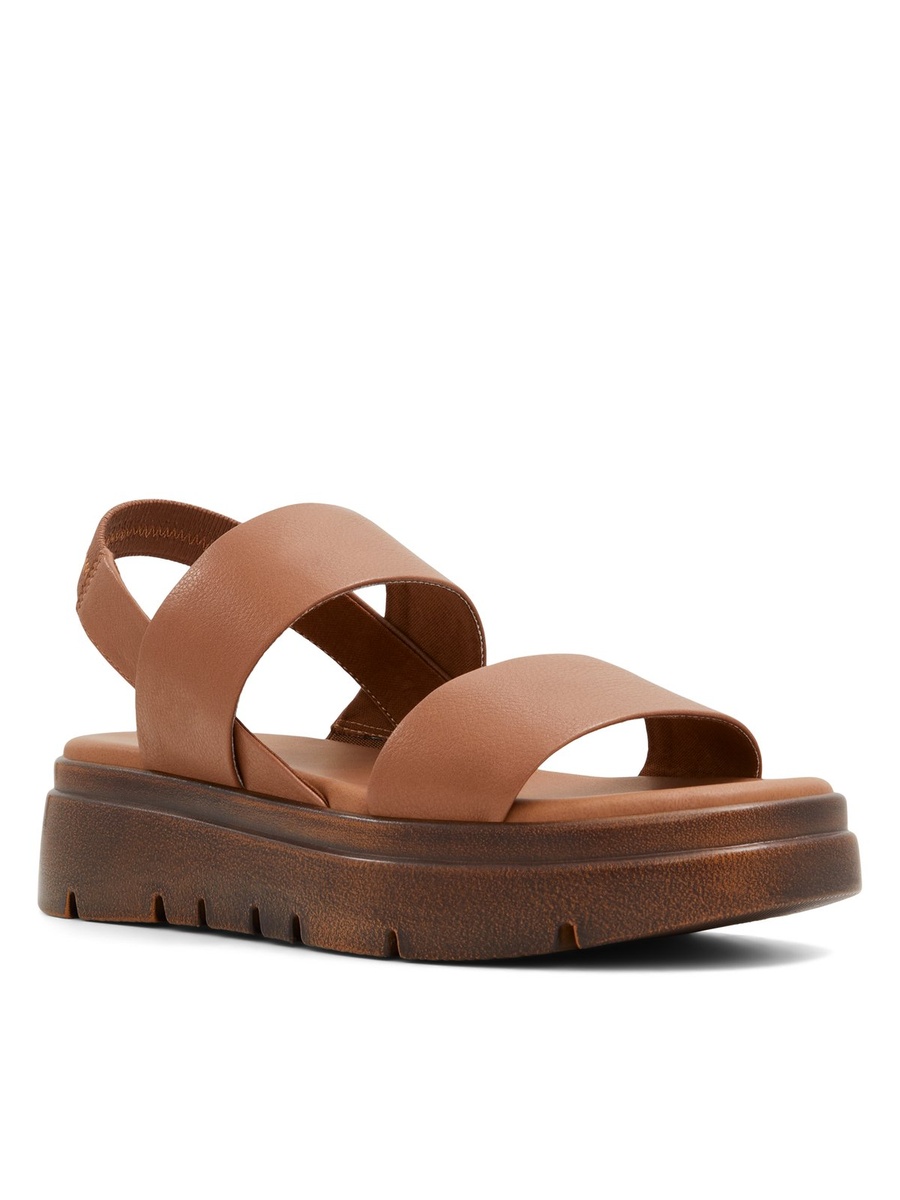 Women Tan Flat Platform Sandals