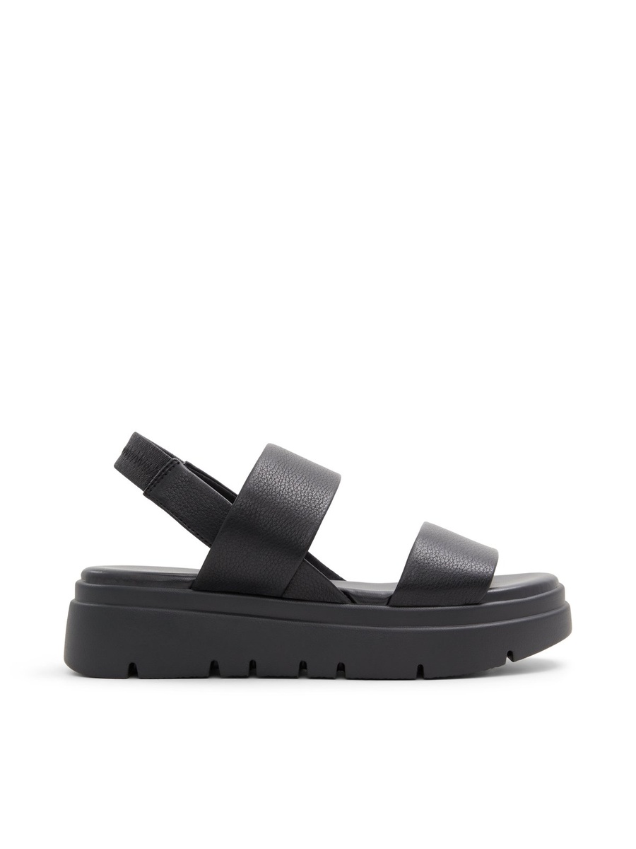 Women Black Chunky Platform Flat Sandals