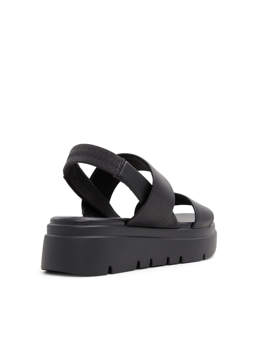 Women Black Chunky Platform Flat Sandals
